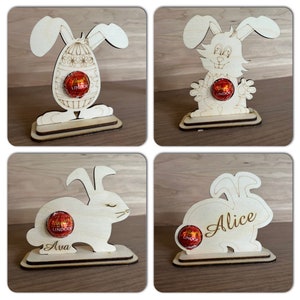 DIGITAL 4x Chocolate holder, cute Bunny, Egg, Bunny ears, Easter Bunny ,Ferrero Rocher, Lindt, Chocolate Holder SVG, DXF, Cut File