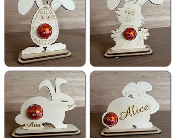 DIGITAL 4x Chocolate holder, cute Bunny, Egg, Bunny ears, Easter Bunny ,Ferrero Rocher, Lindt, Chocolate Holder SVG, DXF, Cut File