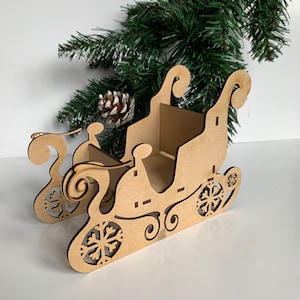 DIGITALE Datei Holzschlitten, 3D Selbstmontageschlitten, SVG / DXF, Schneidedatei, Weihnachtsschlitten, Tischdekoration, Weihnachtstisch, Mantelstück Deko