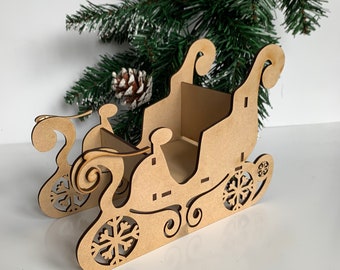 DIGITAAL Bestand Houten Slee, 3D zelf montage slee, SVG / DXF, Gesneden bestand, Kerst slee, Tafel decor, Kersttafel, Mantel stuk deco