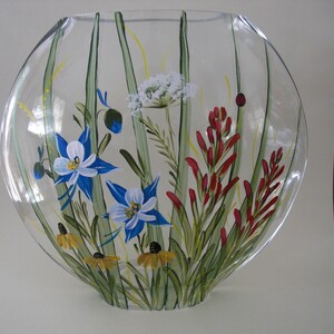 Hand painted Cylinder Vase with Colorado Wildflowers
