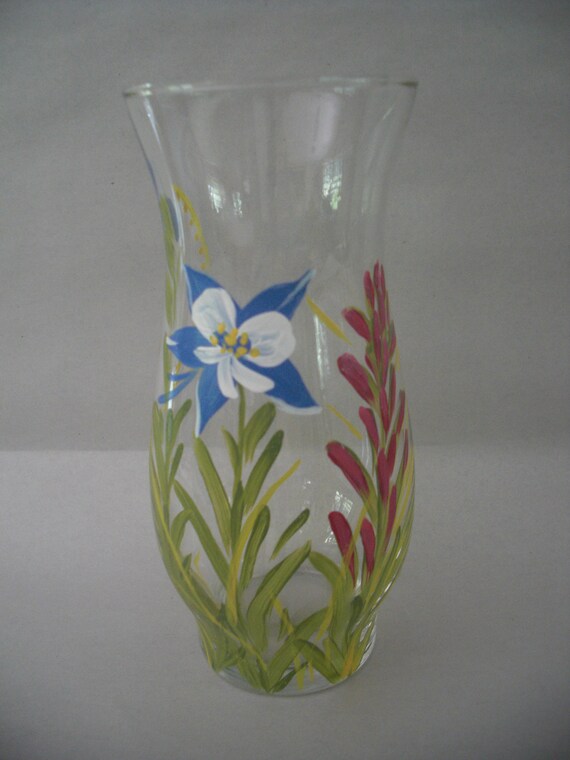 Hand painted Cylinder Vase with Colorado Wildflowers