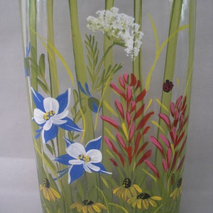 Hand painted Cylinder Vase with Colorado Wildflowers