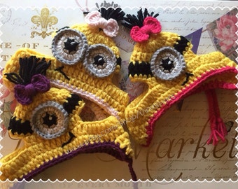 Minions Inspired Dog Hat / Character Hats for Dogs / Handmade Dog Hat with Ear Holes/Halloween Hat for Dogs