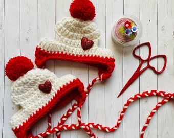 Valentine’s Day Dog Hat - Handmade Crochet Hat - Chihuahua Dog Accessories - Small Dog Hat