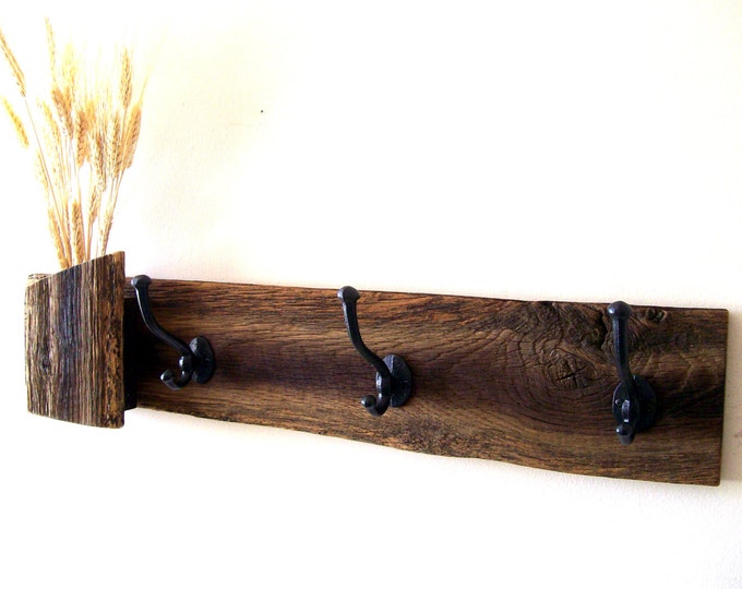 Solid Oak Wall Hung Coat Rack / Hat Rack / Key Rack / Towel Etsy