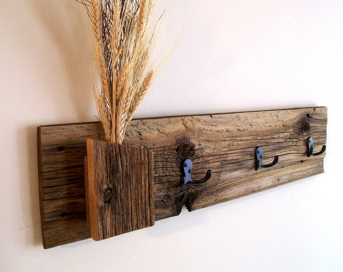 Rustic / Reclaimed / Barn Wood Wall Hung Coat Rack / Hat Rack Etsy
