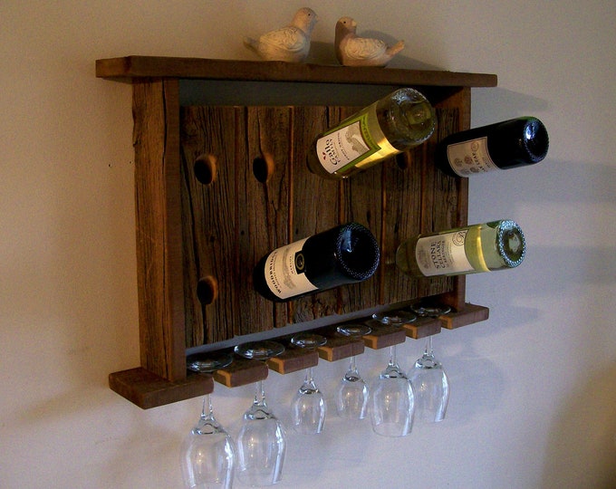 Wine Rack Wine Glass Holder Wall Shelf Riddling Rack Rustic Etsy