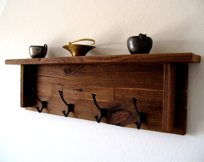 Wall Hung Coat Rack / Hat Rack / Key Rack / Towel Rack Rustic / Reclaimed / Barn Wood Etsy