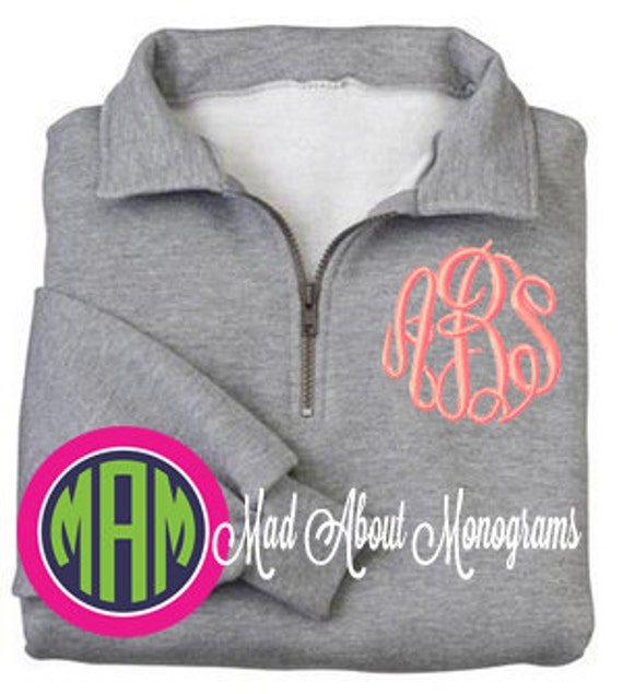Monogrammed Sweatshirt Quarter Zip Pullover by Mad About Etsy