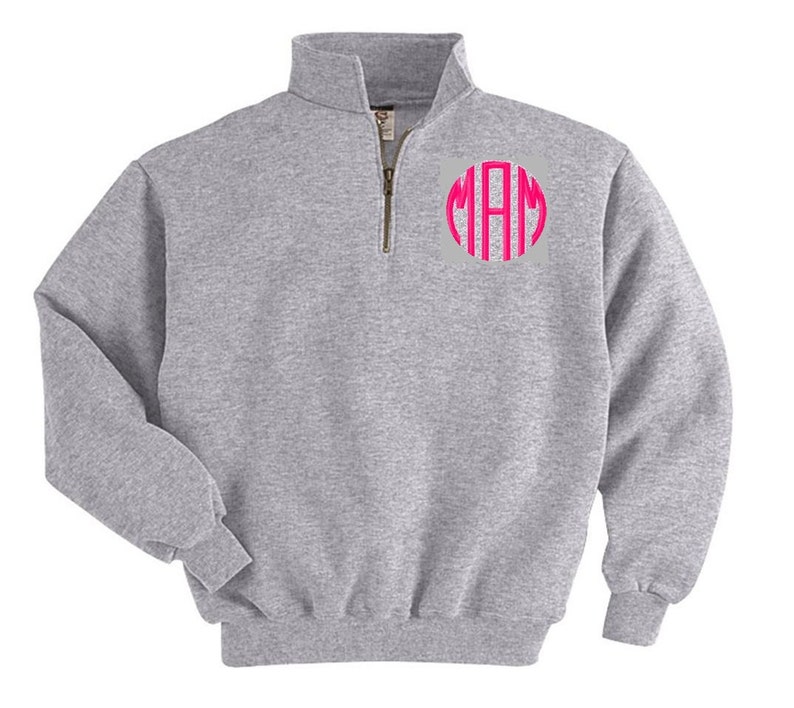 Monogrammed Sweatshirt Quarter Zip Pullover by Mad About | Etsy