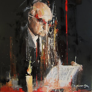 George Seferis - Portait Oil Painting, Man Figure, Male Painting, Modern Art, Figurative Art, Poetry Painting,  Ready to hang