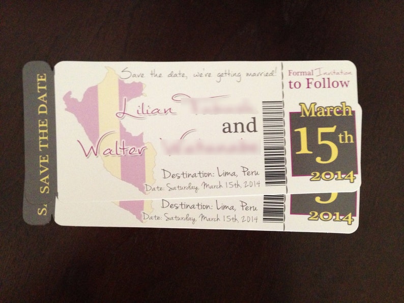 Plane Ticket Savethedate Etsy