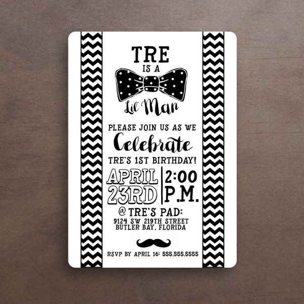 LIL MAN Birthday Invitation (Printable Option)