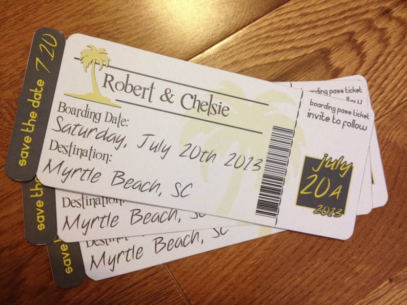 Plane Ticket Savethedate Etsy