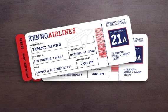 Invitation D Anniversaire De Billet D Avion Etsy Invitation D Anniversaire De Billet D Avion Etsy