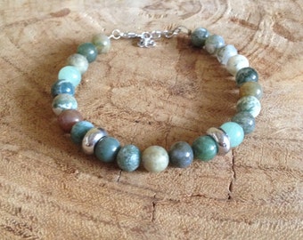 Men - Bloodstone & jade gemstone bracelet