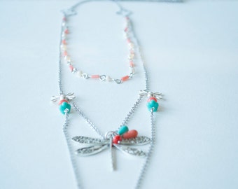 Spring Dragonfly layer necklace