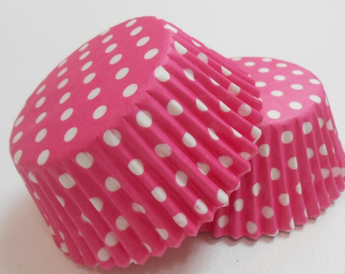 50 Pink and White Polka Dot Cupcake Liners / Cupcakes / Baking Liners