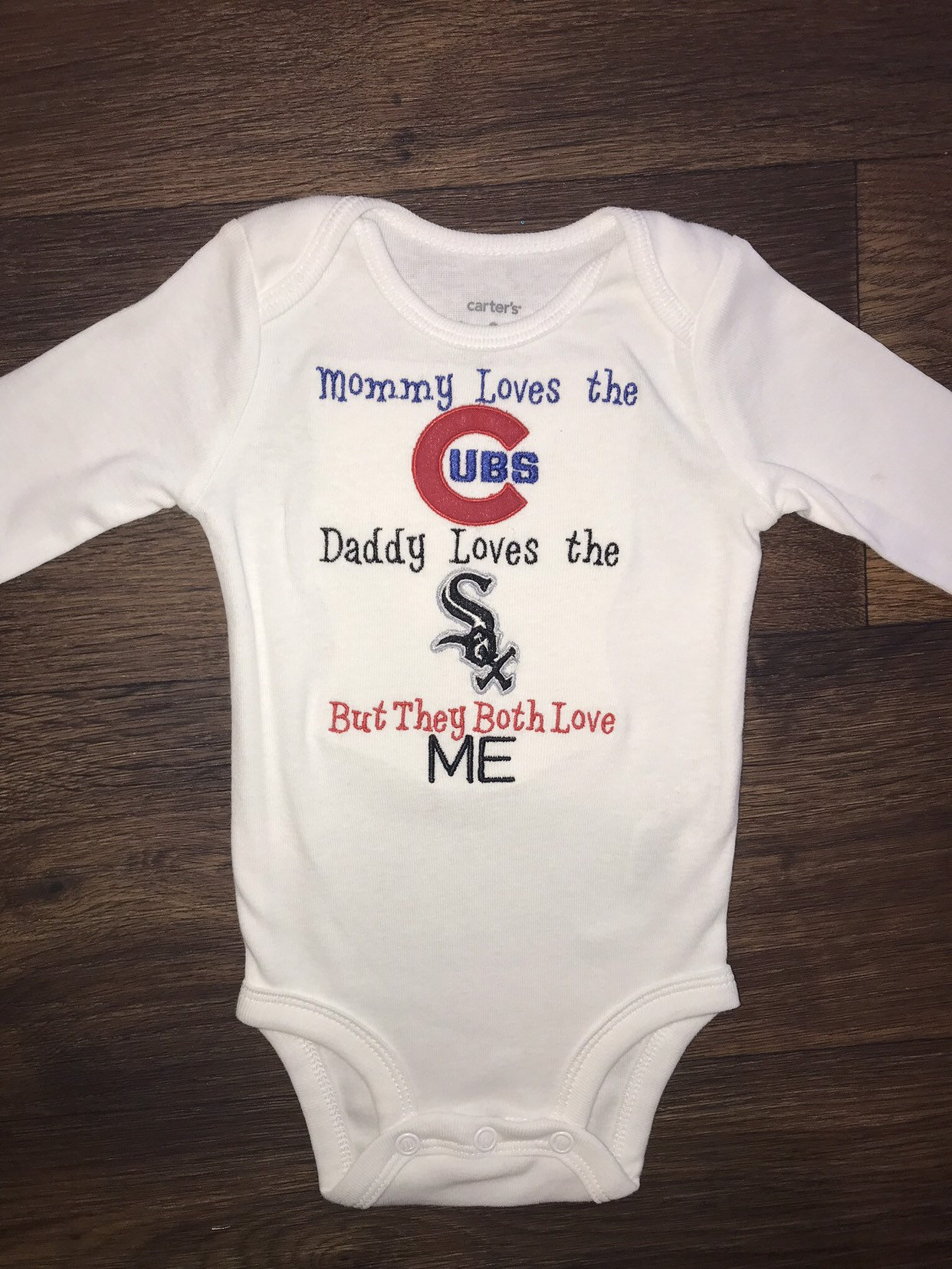 Chicago Cubs and White Sox House Divided Baby Bodysuit 