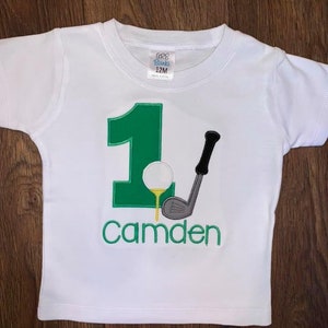 Golf Embroidered kids Birthday Shirt. Any Age and size.