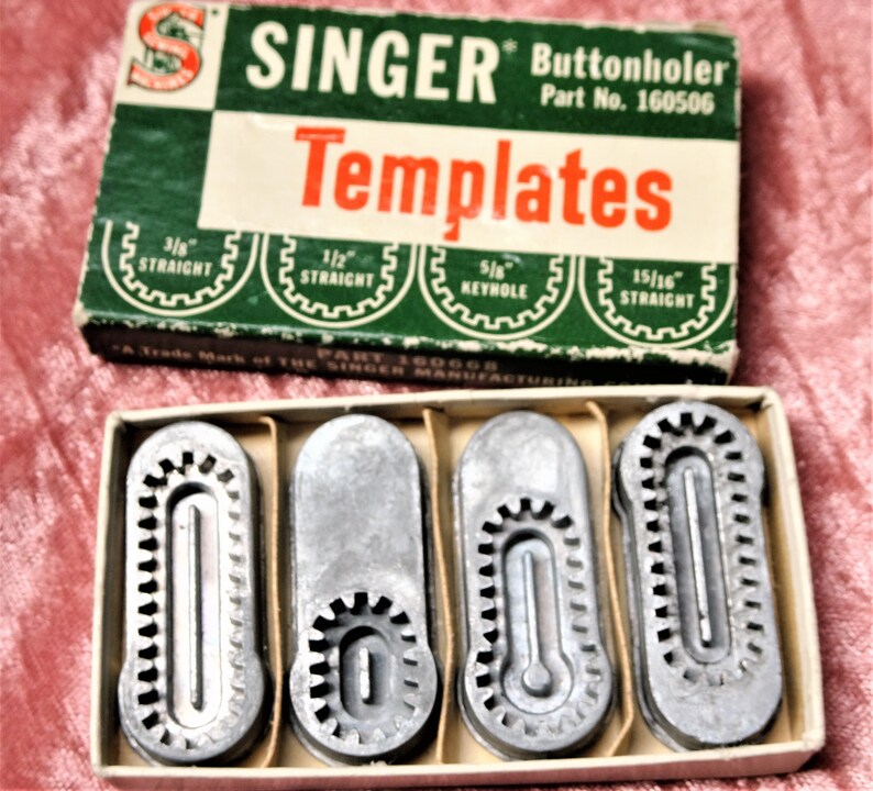 VINTAGE 1940s SINGER Sewing Machine Buttonholer Part 160506 Templates