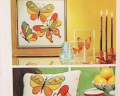 Retro 70er Jahre Dekor Needlepoint Muster Einfachheit 5893 Schmetterlinge Wandbehang oder Kissen-Abdeckungen dekorative Accessoires Vintage-Muster