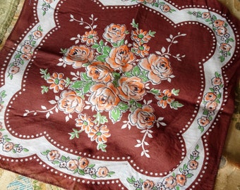 FAVOLOSO Fazzoletto vintage, Fiori colorati, Incornicialo, Fazzoletti decorativi di metà secolo, Fazzoletti da collezione
