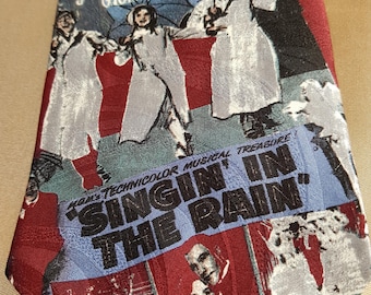 Cravatta di seta ispirata a "Cantando sotto la pioggia" degli anni '90, cravatta da film musicale, film classici americani, cravatte retrò da uomo, regalo per lui, abbigliamento vintage da uomo