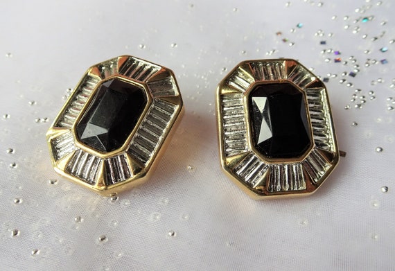 FABULOUS Vintage Large Glass Earrings,Gold Silver… - image 1