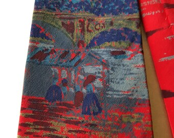 FAVOLOSA cravatta da uomo vintage in seta inglese, cravatta Graham Ashley Bond Street London, design simile a Van Gogh, cravatte di lusso per uomo