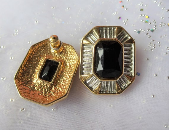 FABULOUS Vintage Large Glass Earrings,Gold Silver… - image 2