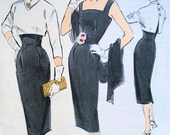 Vintage 50er Jahre EDITH HEAD heiße kleine schwarze Mantel-Kleid und kurze Bolero Jacke Pattern Advance 8048 Schnittmuster Mad Men Style Büste 34