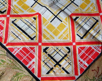 FABULOUS Vintage 1930 Art Deco Hankie,Fazzoletto deco geometrico audace,Fazzoletto in oro nero rosso,Design forte,Frame It ,Fazzoletti da collezione