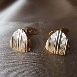 50s Stylish Vintage CUFFLINKS Mid Century Links,Mens Cuff Links, Modernist Style, Gentlemens Cufflinks, Gold Tone, Mens Vintage Jewelry