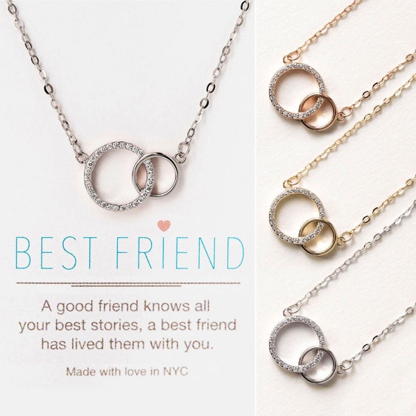 Best Friend Gifts, Long Distance Friendship, Best Friend Necklace, Interlocking Circle Necklace, N310-13