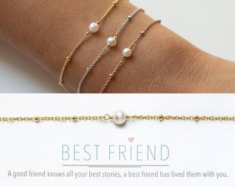 Best Friend Gifts, Friendship Bracelet, Friend Gift, Pearl Bracelet, B039-PL-13