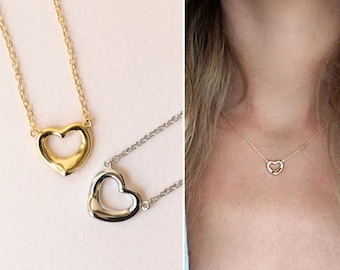 Gold Necklace, Dainty Necklace, Pendant Necklace, Heart Necklace,N318