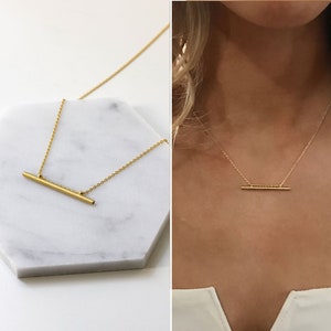 Dainty Necklace, Gold Necklace, Pendant Necklace, Bar Necklace,N385-G