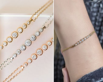 Crystal Bracelet, Gold Bracelet, Dainty Necklace, Stackable Bracelets, B204