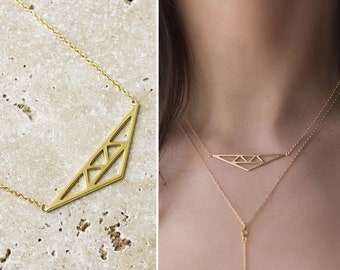 Gold Necklace, Dainty Necklace, Pendant Necklace, Triangle Necklace, N244