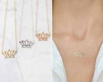 Lotus Necklace,  Dainty Necklace, Pendant Necklace, Lotus Flower Necklace - N277