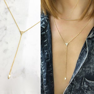 Crystal Necklace, Gold Necklace, Lariat Necklace, Long Necklace,  N249