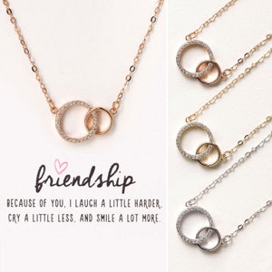 Best Friend Gifts, Friendship Necklace, Gifts for Friends, Crystal Necklace, Rose Gold Necklace, N310-32