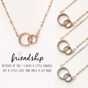 Best Friend Gifts, Friendship Necklace, Gifts for Friends, Crystal Necklace, Rose Gold Necklace, N310-32