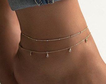 Anklet, Chain Anklet, Bead Chain, Boho Jewelry Anklet, Gold Vermeil Anklet ANK038