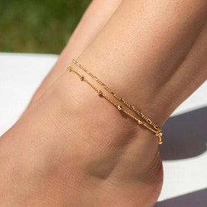 Anklet, Boho Jewelry, Figaro Chain Anklet, Gold Anklet, ANK008