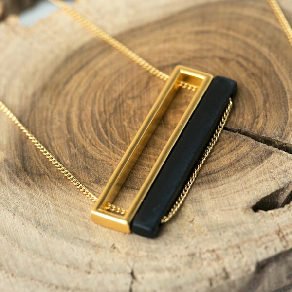 Gold Necklace, Pendant Necklace, Long Necklace, Geometric Necklace, LN126