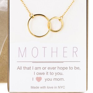 Mothers Day Gift, Mothers Day Jewelry, Necklace for Mom, Gifts For Mom, Mom Necklace, Interlocking Circles Necklace, N317-12 Gold