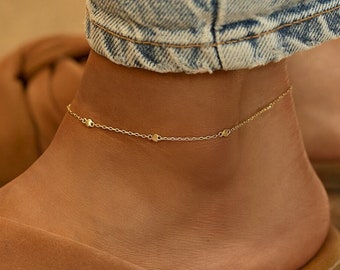 Anklet, Boho Jewelry,Dangle Disc Anklet, Gold Anklet, ANK012